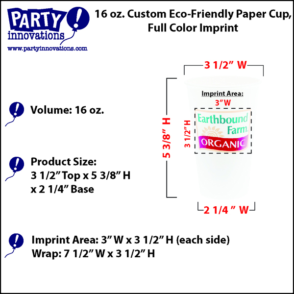 Custom Paper Cups (16 Oz., 2 Locations)