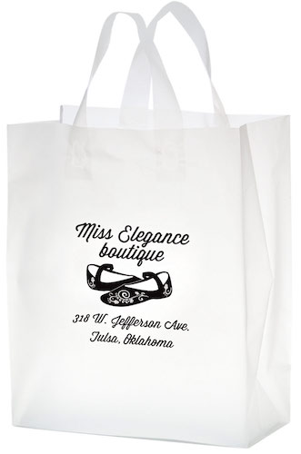 10 x 13 Custom Clear Frosted Shopper Bag (1-Color Ink)