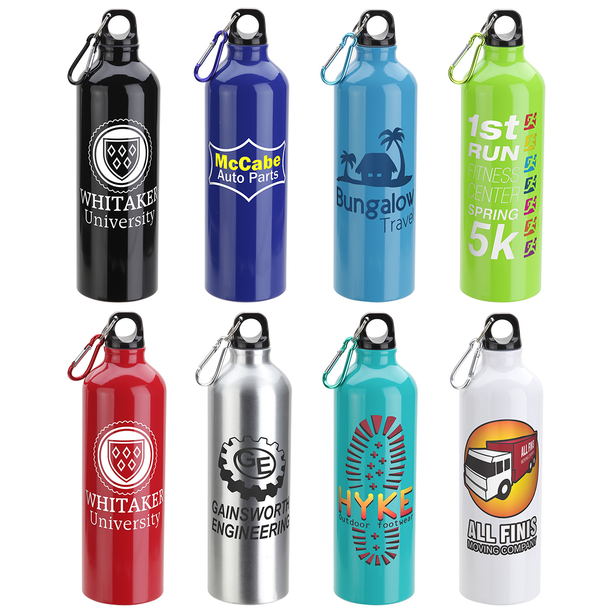 Aluminum Custom Water Bottle w/ Carabiner - 17 oz.