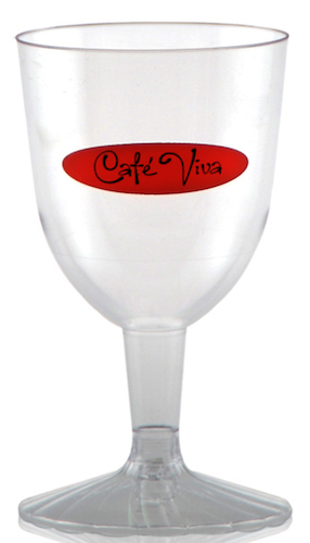 Custom 5 oz Plastic Goblet Wine Glasses with Printed Logo